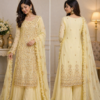 Yellow Georgette Embroidered Kurti Palazzo Set with Dupatta for women festive wear