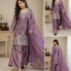 teal fendy silk kurti palazzo set with dupatta