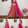 bridal pink faux georgette lehenga choli set with dupatta