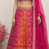 bridal pink faux georgette lehenga choli set with dupatta
