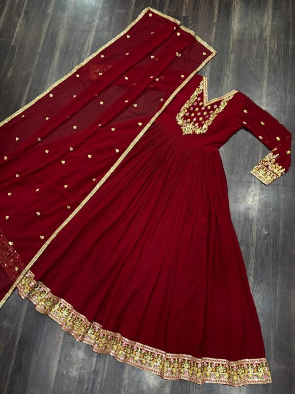 Faux Georgette Anarkali Gown with Dupatta for women festive wear