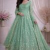 Fendy Silk Embroidered Anarkali Gown Set with Dupatta & Pant for women festive wear