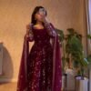 Fendy Silk Embroidered Anarkali Gown Set with Dupatta & Pant for women festive wear
