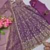 Fendy Silk Embroidered Anarkali Gown Set with Dupatta & Pant for women festive wear