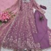 Fendy Silk Embroidered Anarkali Gown Set with Dupatta & Pant for women festive wear