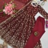 Fendy Silk Embroidered Anarkali Gown Set with Dupatta & Pant for women festive wear