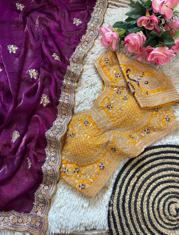 Space Silk Saree with Embroidered Blouse for women festive wear