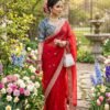 Space Silk Saree with Embroidered Blouse for women festive wear
