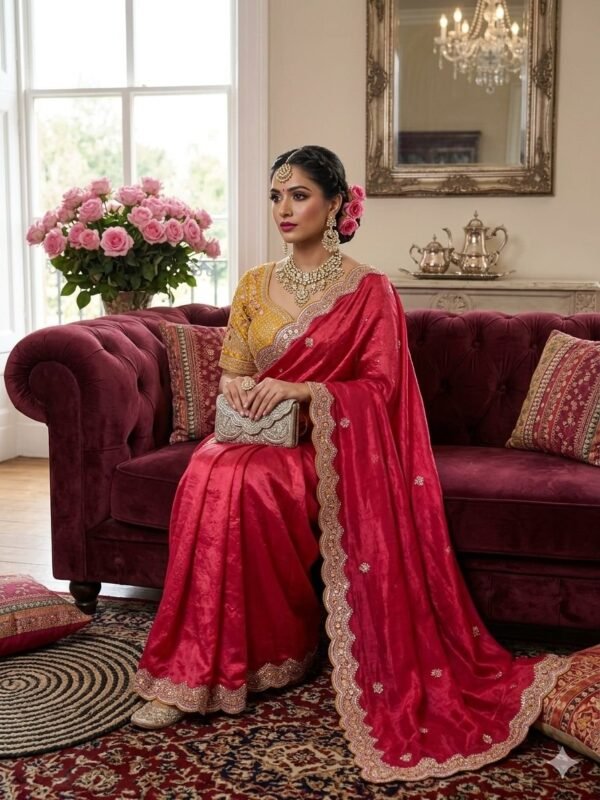 Space Silk Saree with Embroidered Blouse for women festive wear