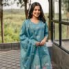 Pure Cotton Kurta Set with Chanderi Dupatta for women festive wear