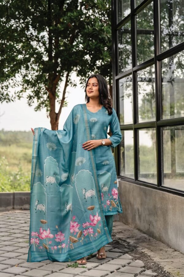 Pure Cotton Kurta Set with Chanderi Dupatta for women festive wear