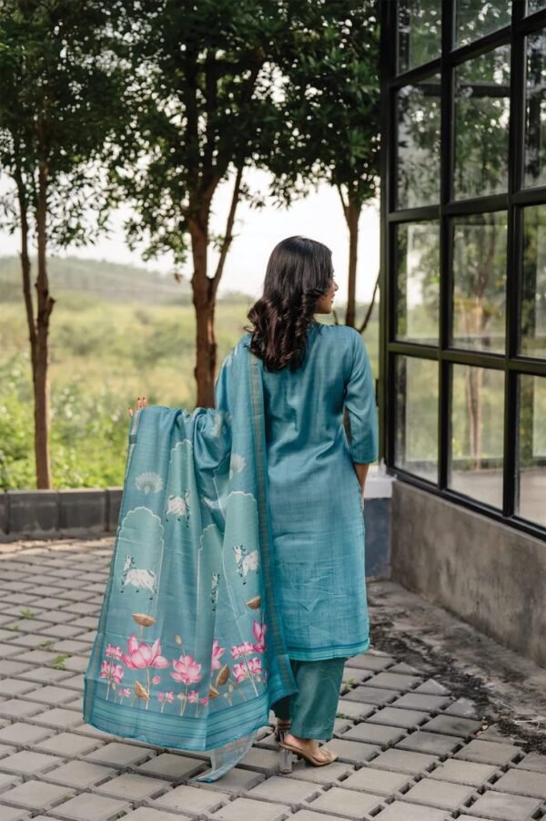 Pure Cotton Kurta Set with Chanderi Dupatta for women festive wear