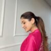 Pink Cotton Silk Kurta Pant Set with Organza Embroidered Dupatta for women festive wear