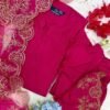 Pink Cotton Silk Kurta Pant Set with Organza Embroidered Dupatta for women festive wear