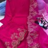Pink Cotton Silk Kurta Pant Set with Organza Embroidered Dupatta for women festive wear