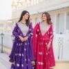 Pink Georgette Anarkali Gown with Dupatta for women festive wear