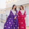 Pink Georgette Anarkali Gown with Dupatta for women festive wear