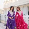 Pink Georgette Anarkali Gown with Dupatta for women festive wear