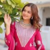 Pink Georgette Anarkali Gown with Dupatta for women festive wear