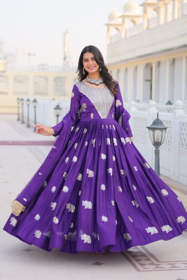 Pink Georgette Anarkali Gown with Dupatta for women festive wear
