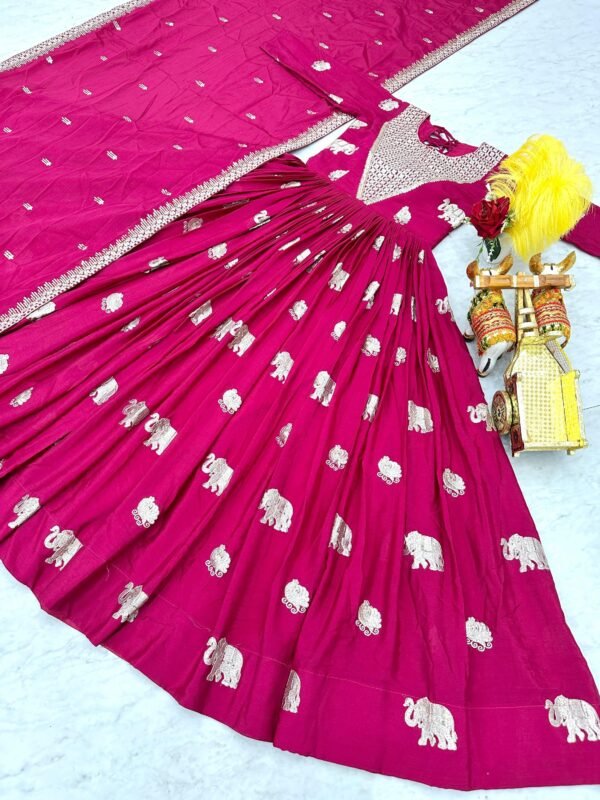Pink Georgette Anarkali Gown with Dupatta for women festive wear