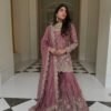 silk sharara suit set with embroidery sequence & real mirror work