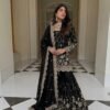 silk sharara suit set with embroidery sequence & real mirror work