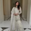 silk sharara suit set with embroidery sequence & real mirror work