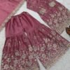 silk sharara suit set with embroidery sequence & real mirror work