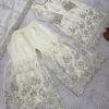 silk sharara suit set with embroidery sequence & real mirror work