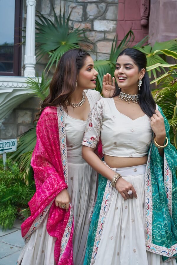 designer tissue silk lehenga choli with embroidered dupatta