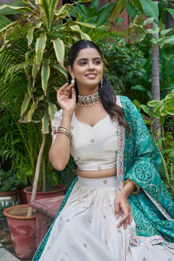 designer tissue silk lehenga choli with embroidered dupatta