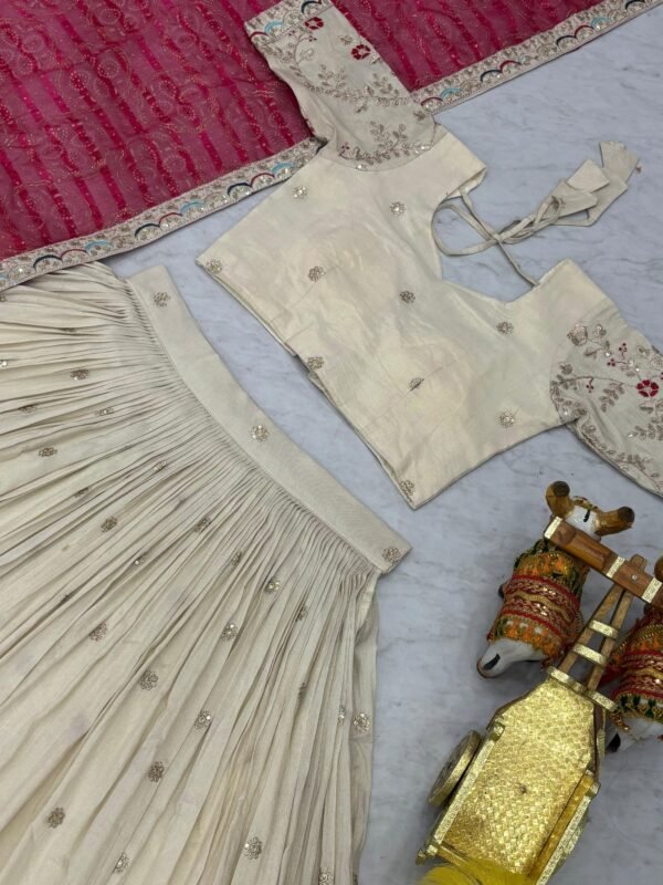 designer tissue silk lehenga choli with embroidered dupatta