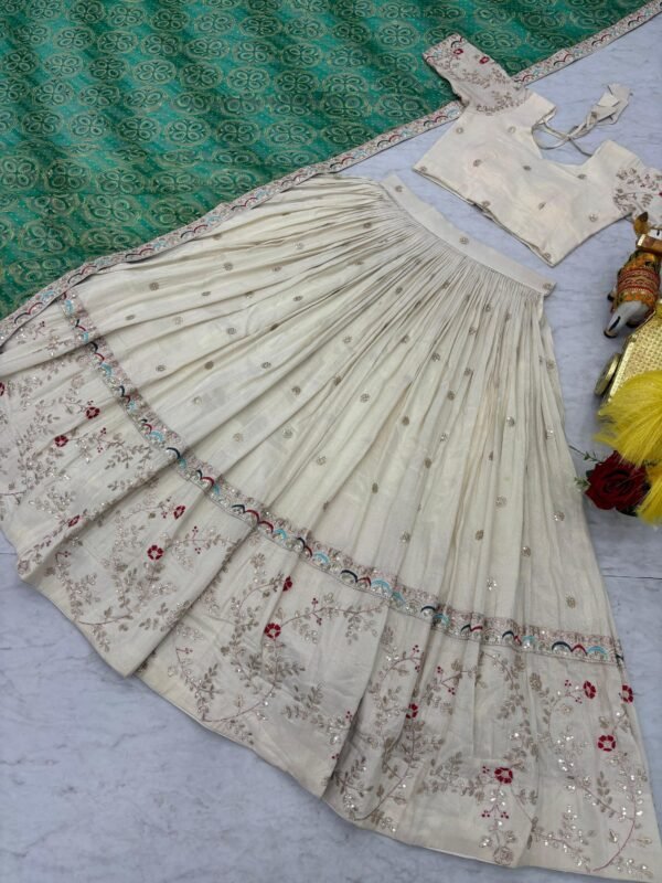 designer tissue silk lehenga choli with embroidered dupatta
