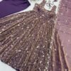 premium fendy silk gown sharara set with embroidered dupatta