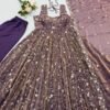premium fendy silk gown sharara set with embroidered dupatta