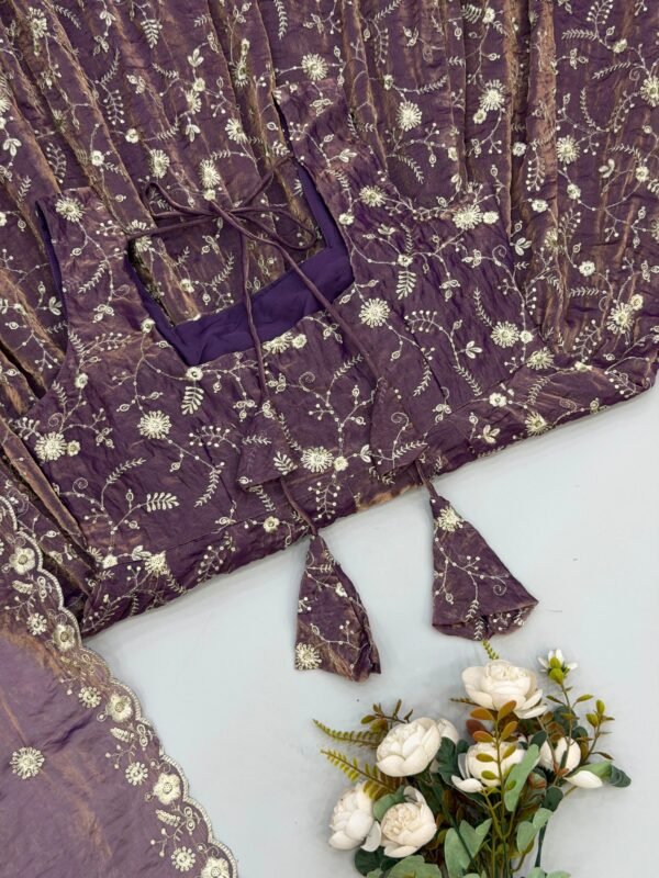 premium fendy silk gown sharara set with embroidered dupatta