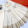 cosmos gold anarkali gown set with embroidered dupatta