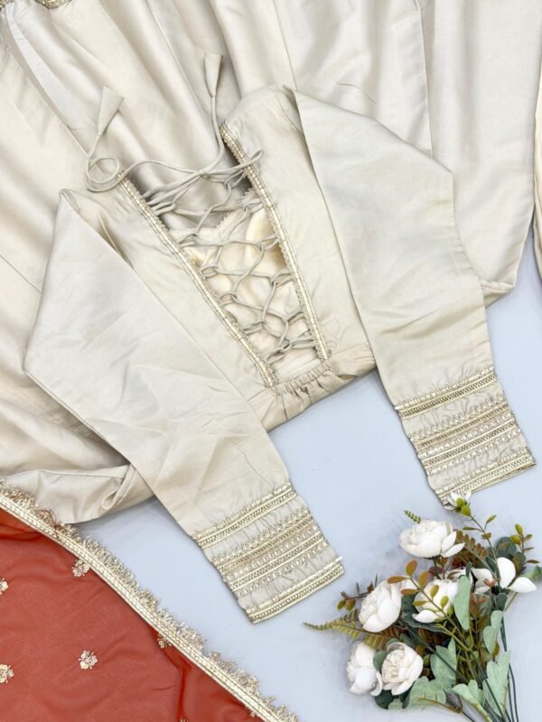 cosmos gold anarkali gown set with embroidered dupatta