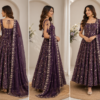 premium fendy silk gown sharara set with embroidered dupatta