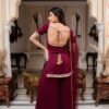faux georgette kurti palazzo set with real mirror work & embroidered dupatta