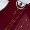 faux georgette kurti palazzo set with real mirror work & embroidered dupatta