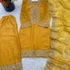 fendy silk embroidered palazzo suit set with dupatta