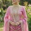 fendy silk embroidered palazzo suit set with dupatta