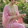 fendy silk embroidered palazzo suit set with dupatta