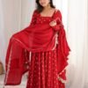 heavy chinon silk anarkali suit set with embroidered dupatta