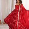 heavy chinon silk anarkali suit set with embroidered dupatta