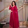 heavy crunchy silk anarkali suit set with dupatta