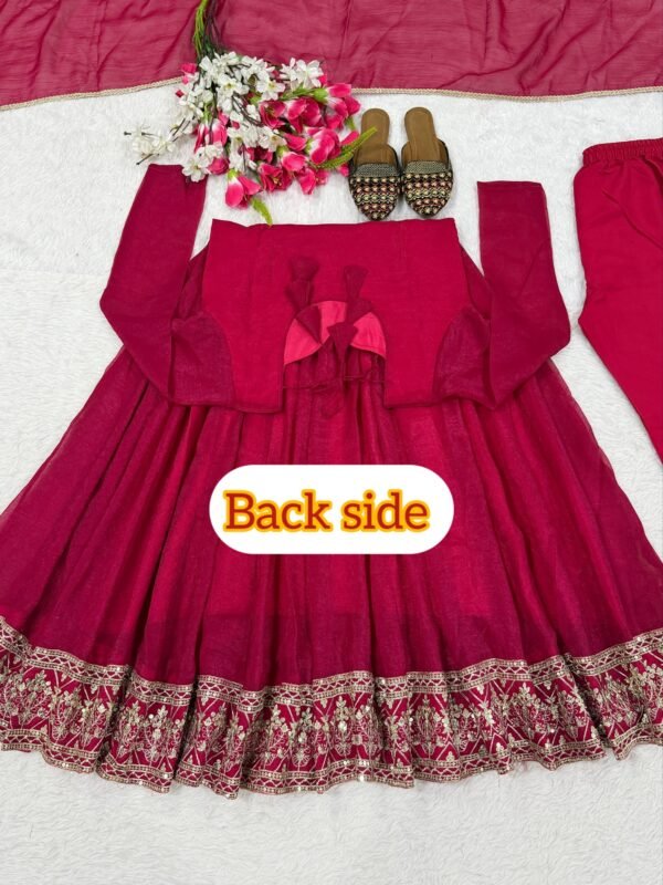heavy crunchy silk anarkali suit set with dupatta