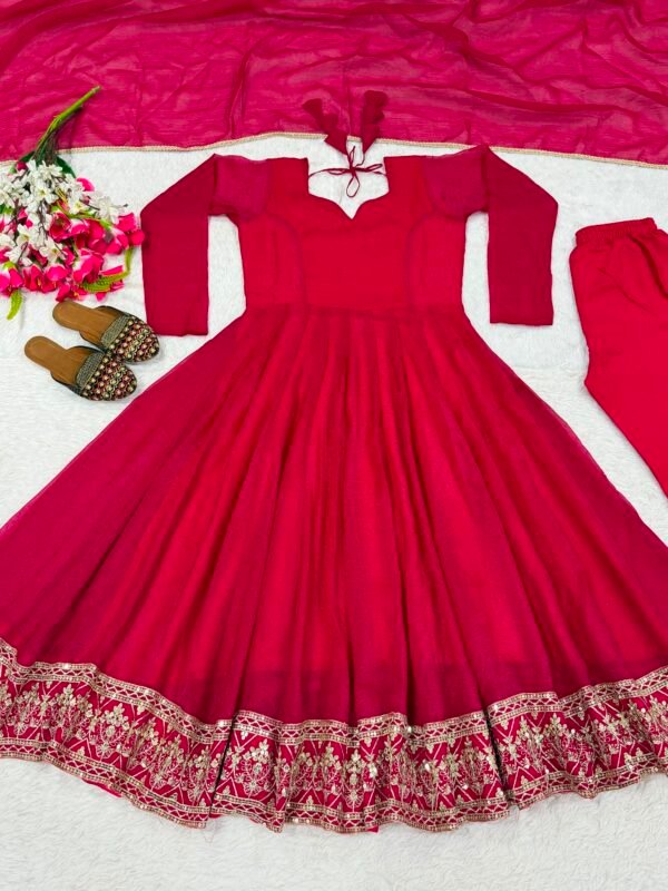 heavy crunchy silk anarkali suit set with dupatta